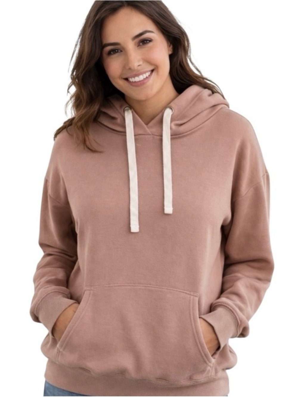 Buffalo David Bitton Dusty Rose Hoodie with Cream Drawstrings